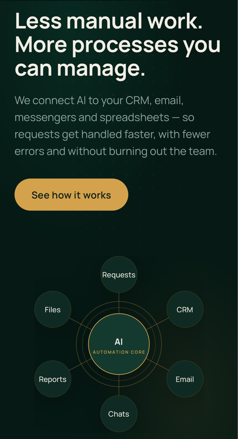 FlowMind AI — лендинг услуг AI-автоматизации — mobile screenshot